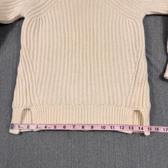 Everlane Cream 100% Wool Chunky Knit Crew Neck Sweater XXS Preppy Quiet Luxury - Picture 8 of 8
